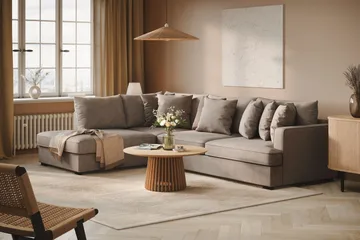 Rossita 4-seters venstrevendt L-formet dyp sjeselongsofa i stoff - Brun - Møbler - Sofaer - Sofa med sjeselong