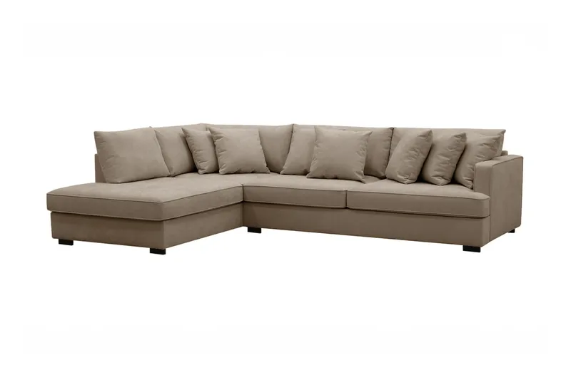 Rossita 4-seters Venstrevendt L-formet Dyp Sjeselongsofa i Stoff - Brun - Møbler - Sofaer - Sofa med sjeselong