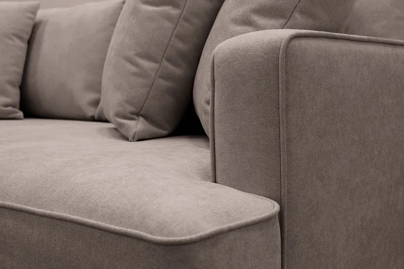 Rossita 4-seters Venstrevendt L-formet Dyp Sjeselongsofa i Stoff - Brun - Møbler - Sofaer - Sofa med sjeselong