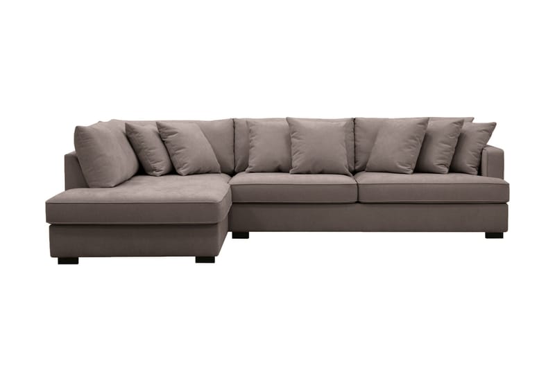 Rossita 4-seters Venstrevendt L-formet Dyp Sjeselongsofa i Stoff - Brun - Møbler - Sofaer - Sofa med sjeselong
