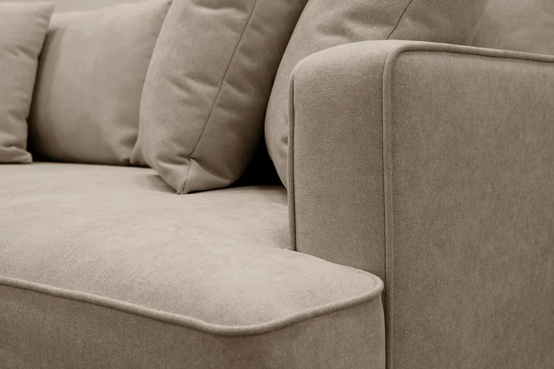 Rossita 4-seters Venstrevendt L-formet Dyp Sjeselongsofa i Stoff - Brun - Møbler - Sofaer - Sofa med sjeselong