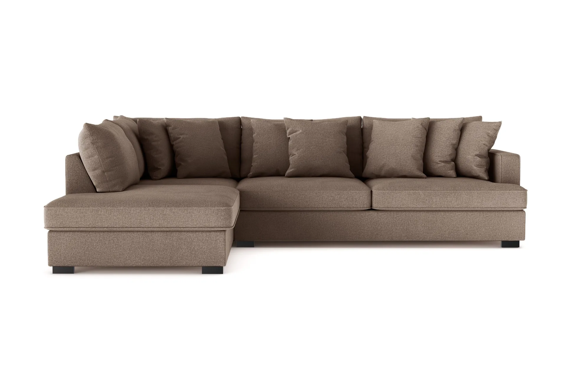 Rossita 4-seters Venstrevendt L-formet Dyp Sjeselongsofa i Stoff - Brun
