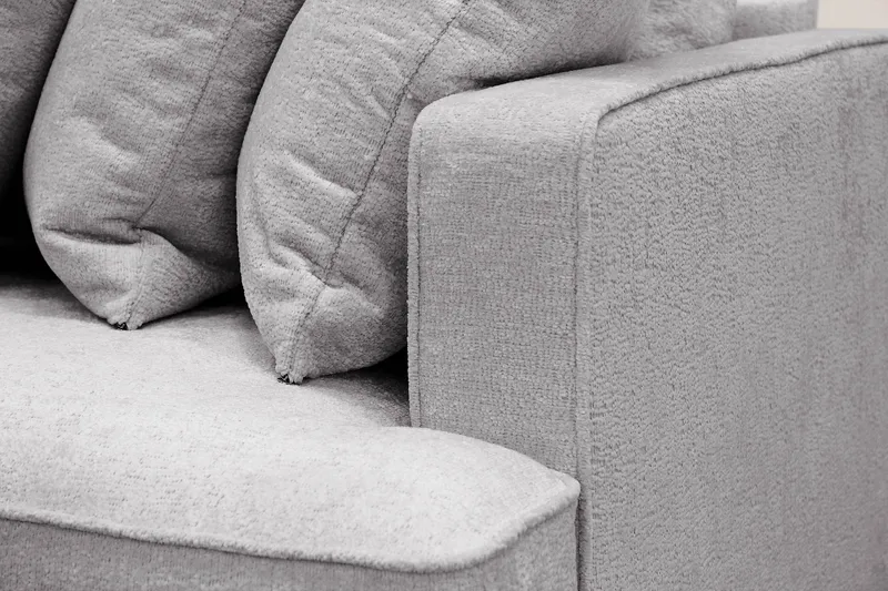 Rossita 4-seters Venstrevendt L-formet Dyp Sjeselongsofa med Hel Pute i Chenille - Grå - Møbler - Sofaer - Sofa med sjeselong