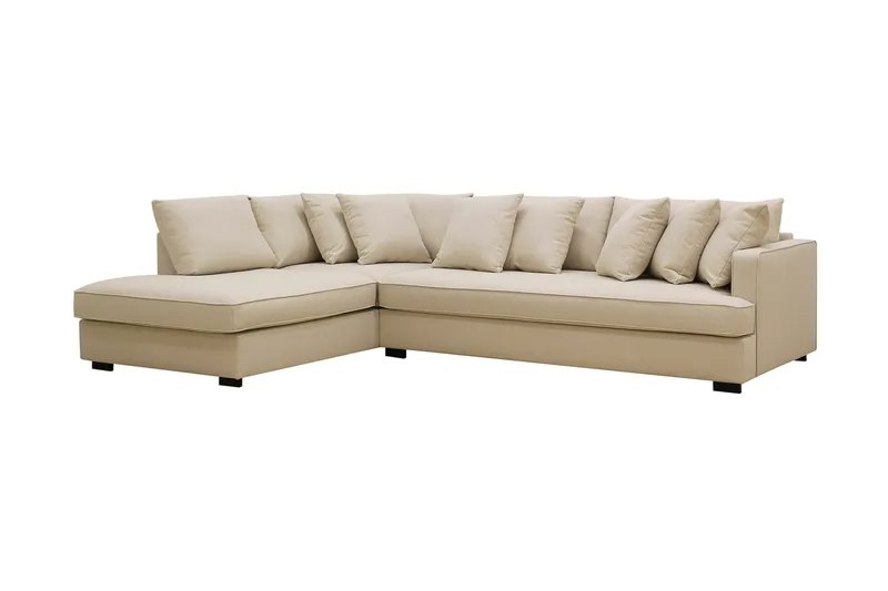 Rossita 4-seters Venstrevendt L-formet Dyp Sjeselongsofa med Hel Pute i Bouclé - Beige - Møbler - Sofaer - Sofa med sjeselong
