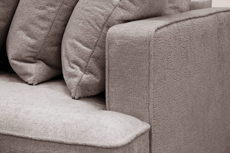 Rossita 4-seters Venstrevendt L-formet Dyp Sjeselongsofa med Hel Pute i Chenille - Grå / Brun - Møbler - Sofaer - Sofa med sjeselong