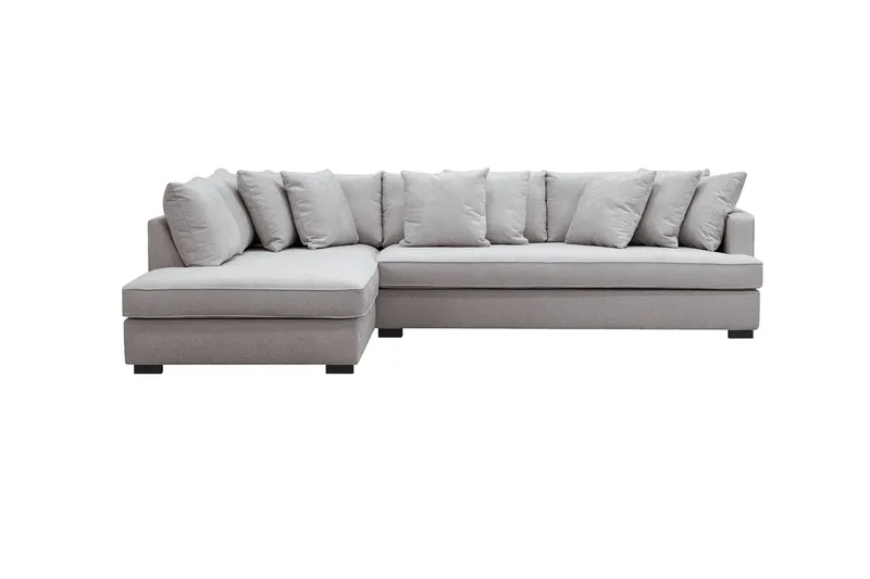 Rossita 4-seters Venstrevendt L-formet Dyp Sjeselongsofa med Hel Pute i Chenille - Grå / Brun - Møbler - Sofaer - Sofa med sjeselong