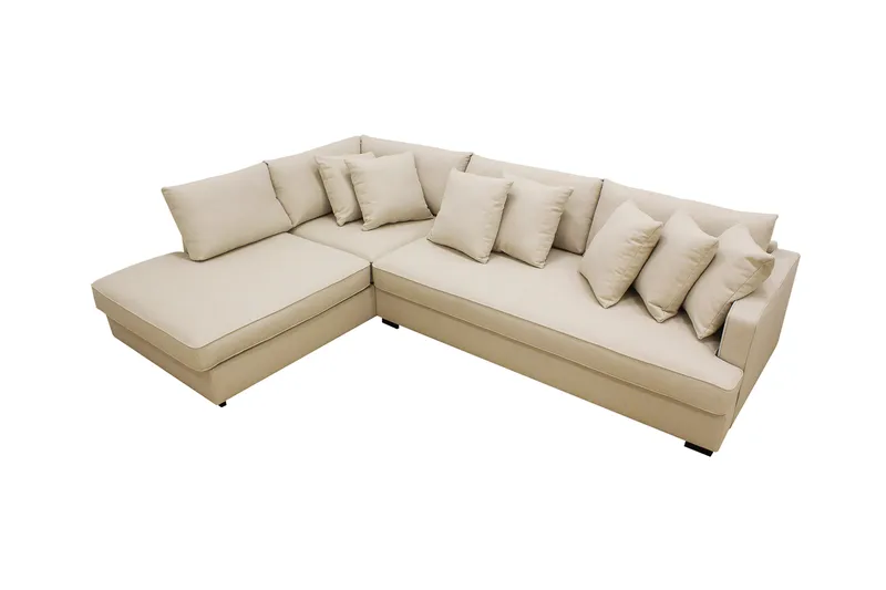 Rossita 4-seters Venstrevendt L-formet Dyp Sjeselongsofa med Hel Pute i Bouclé - Beige - Møbler - Sofaer - Sofa med sjeselong