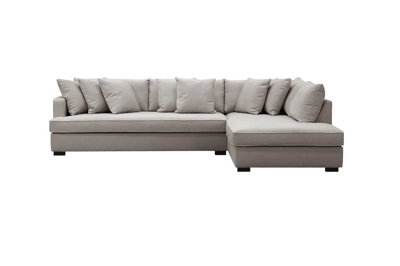 Rossita 4-seters Venstrevendt L-formet Dyp Sjeselongsofa med Hel Pute i Chenille - Grå / Brun - Møbler - Sofaer - Sofa med sjeselong