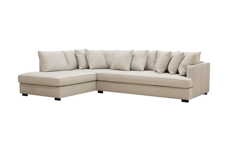 Rossita 4-seters Venstrevendt L-formet Dyp Sjeselongsofa med Hel Pute i Stoff - Beige - Møbler - Sofaer - Sofa med sjeselong