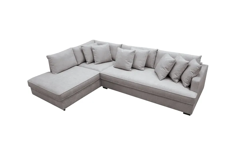 Rossita 4-seters Venstrevendt L-formet Dyp Sjeselongsofa med Hel Pute i Chenille - Grå / Brun - Møbler - Sofaer - Sofa med sjeselong