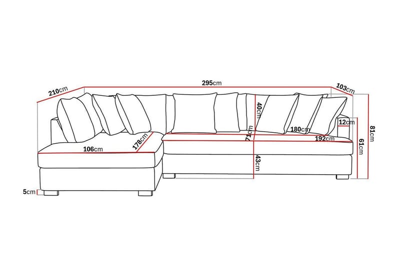 Rossita 4-seters Venstrevendt L-formet Dyp Sjeselongsofa med Hel Pute i Bouclé - Beige - Møbler - Sofaer - Sofa med sjeselong