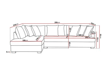 Rossita 4-seters Venstrevendt L-formet Dyp Sjeselongsofa med Hel Pute i Stoff - Beige - Møbler - Sofaer - Sofa med sjeselong