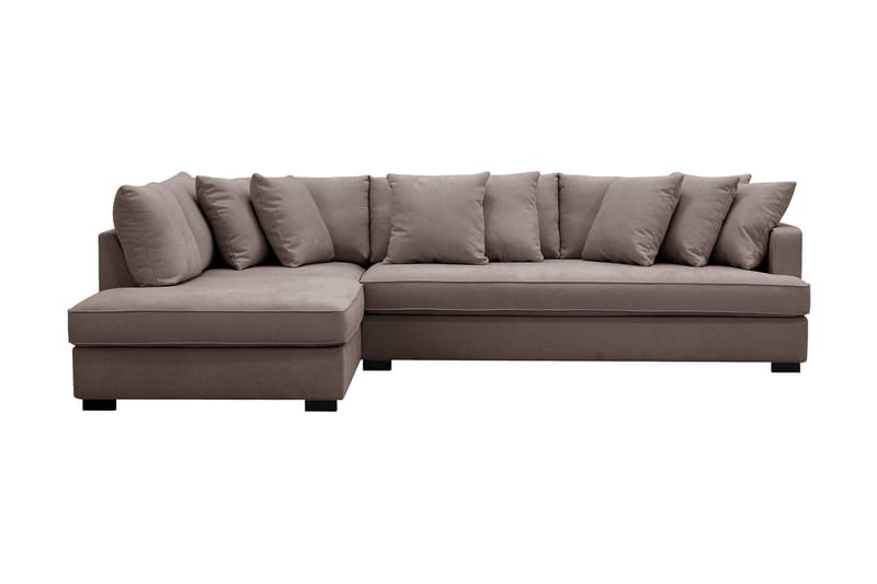 Rossita 4-seters Venstrevendt L-formet Dyp Sjeselongsofa med Hel Pute i Stoff - Brun - Møbler - Sofaer - Sofa med sjeselong