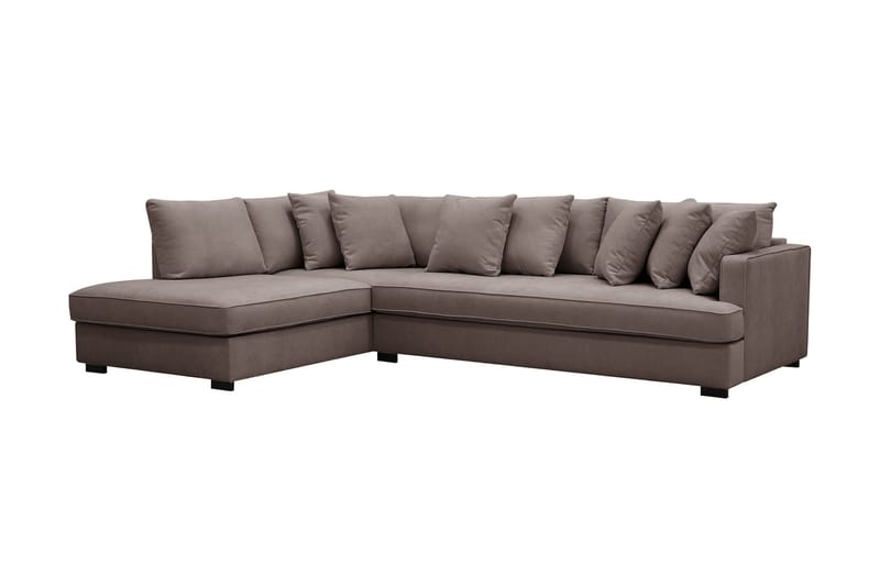 Rossita 4-seters Venstrevendt L-formet Dyp Sjeselongsofa med Hel Pute i Stoff - Brun - Møbler - Sofaer - Sofa med sjeselong