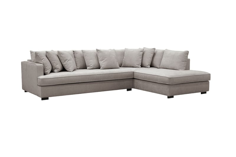 Rossita 4-seters Venstrevendt L-formet Dyp Sjeselongsofa med Hel Pute i Chenille - Grå / Brun - Møbler - Sofaer - Sofa med sjeselong