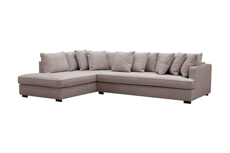 Rossita 4-seters Venstrevendt L-formet Dyp Sjeselongsofa med Hel Pute i Chenille - Grå / Brun - Møbler - Sofaer - Sofa med sjeselong