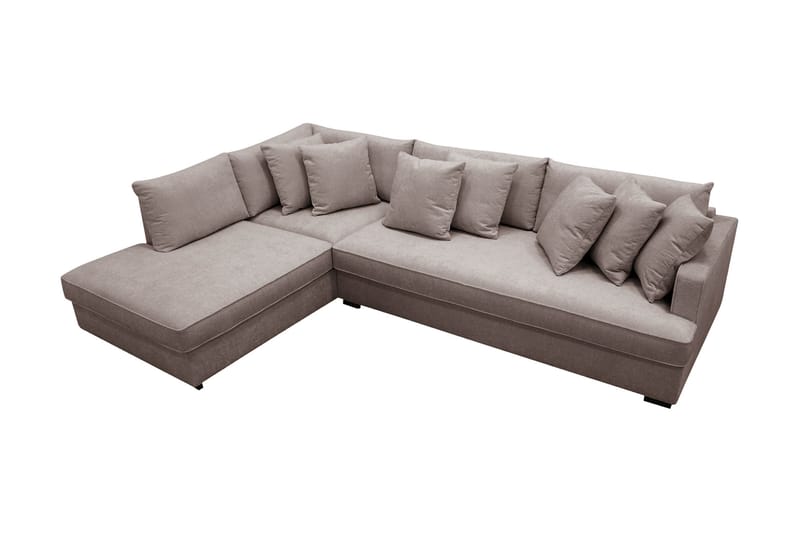 Rossita 4-seters Venstrevendt L-formet Dyp Sjeselongsofa med Hel Pute i Chenille - Grå / Brun - Møbler - Sofaer - Sofa med sjeselong