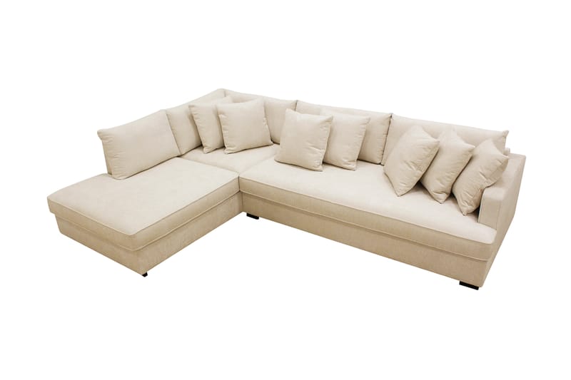 Rossita 4-seters Venstrevendt L-formet Dyp Sjeselongsofa med Hel Pute i Chenille - Beige - Møbler - Sofaer - Sofa med sjeselong