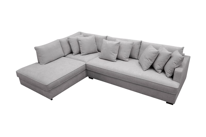 Rossita 4-seters Venstrevendt L-formet Dyp Sjeselongsofa med Hel Pute i Chenille - Grå - Møbler - Sofaer - Sofa med sjeselong