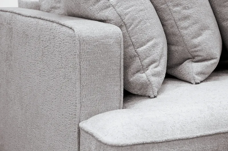 Rossita 4-seters Venstrevendt L-formet Dyp Sjeselongsofa med Hel Pute i Chenille - Grå / Brun - Møbler - Sofaer - Sofa med sjeselong