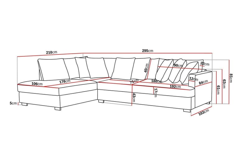 Rossita 4-seters Venstrevendt L-formet Dyp Sjeselongsofa med Hel Pute i Bouclé - Beige - Møbler - Sofaer - Sofa med sjeselong