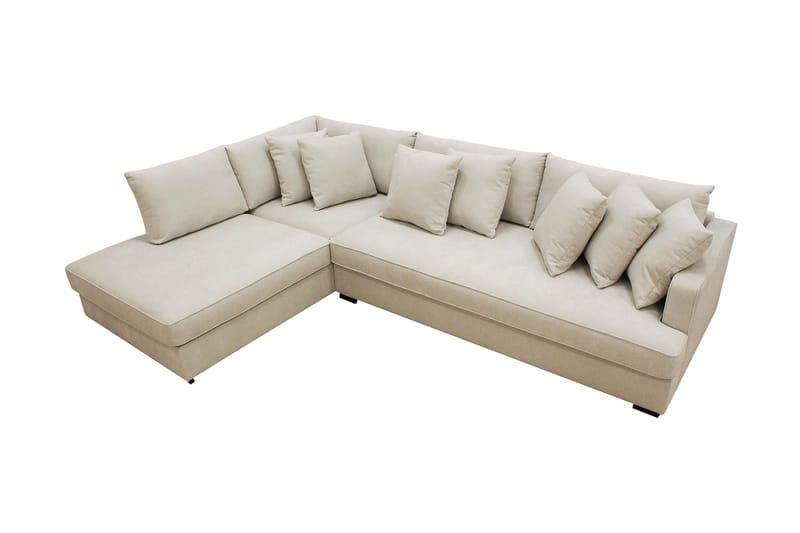 Rossita 4-seters Venstrevendt L-formet Dyp Sjeselongsofa med Hel Pute i Stoff - Beige - Møbler - Sofaer - Sofa med sjeselong