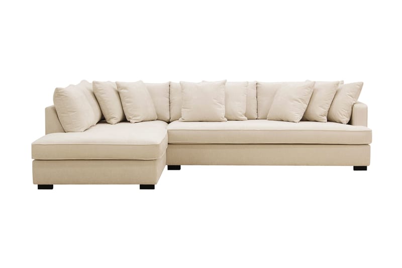 Rossita 4-seters Venstrevendt L-formet Dyp Sjeselongsofa med Hel Pute i Chenille - Beige - Møbler - Sofaer - Sofa med sjeselong
