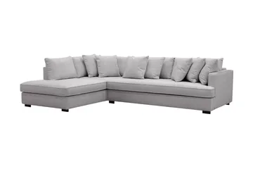 Rossita 4-seters Venstrevendt L-formet Dyp Sjeselongsofa med Hel Pute i Chenille - Grå - Møbler - Sofaer - Sofa med sjeselong
