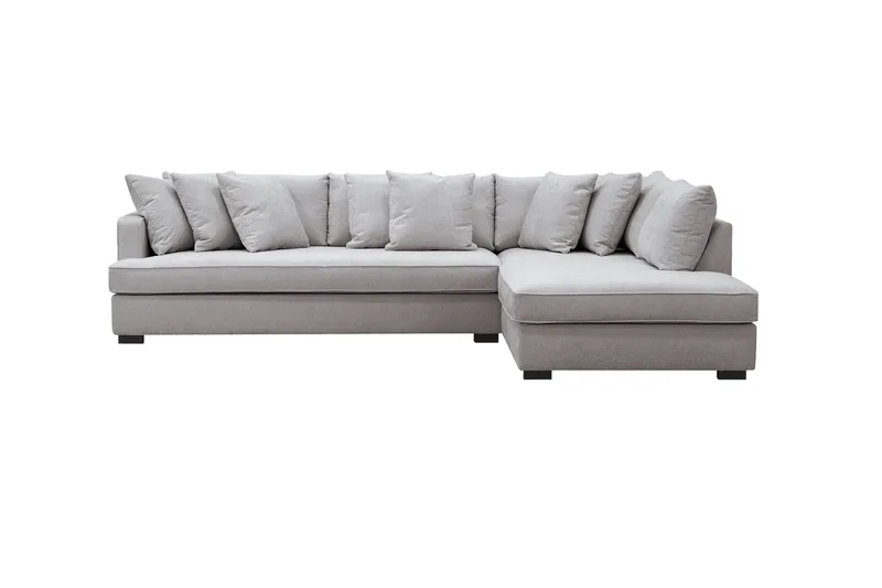 Rossita 4-seters Venstrevendt L-formet Dyp Sjeselongsofa med Hel Pute i Chenille - Grå / Brun - Møbler - Sofaer - Sofa med sjeselong