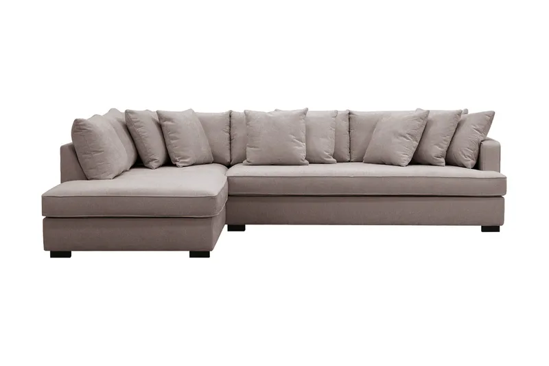 Rossita 4-seters Venstrevendt L-formet Dyp Sjeselongsofa med Hel Pute i Chenille - Grå / Brun - Møbler - Sofaer - Sofa med sjeselong