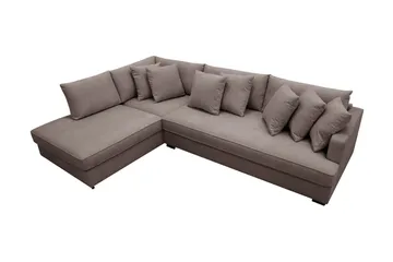 Rossita 4-seters Venstrevendt L-formet Dyp Sjeselongsofa med Hel Pute i Stoff - Brun - Møbler - Sofaer - Sofa med sjeselong