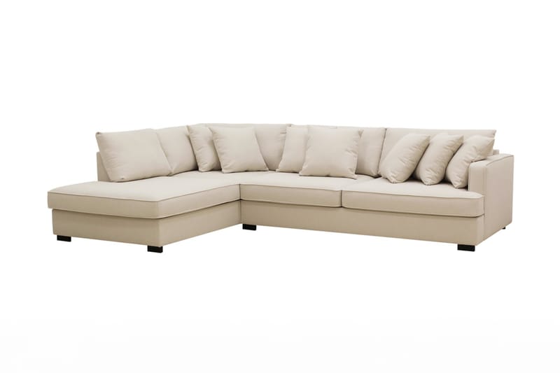 Rossita Dybde 4-seter Bouclé L Sofa med Sjeselong Venstre - Lys Beige - Møbler - Sofaer - Sofa med sjeselong
