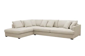 Rossita Luksus 4-seters venstrevendt L-formet ekstra dyp sjeselongsofa i stoff - Beige stoff - Møbler - Sofaer - Sofa med sjeselong