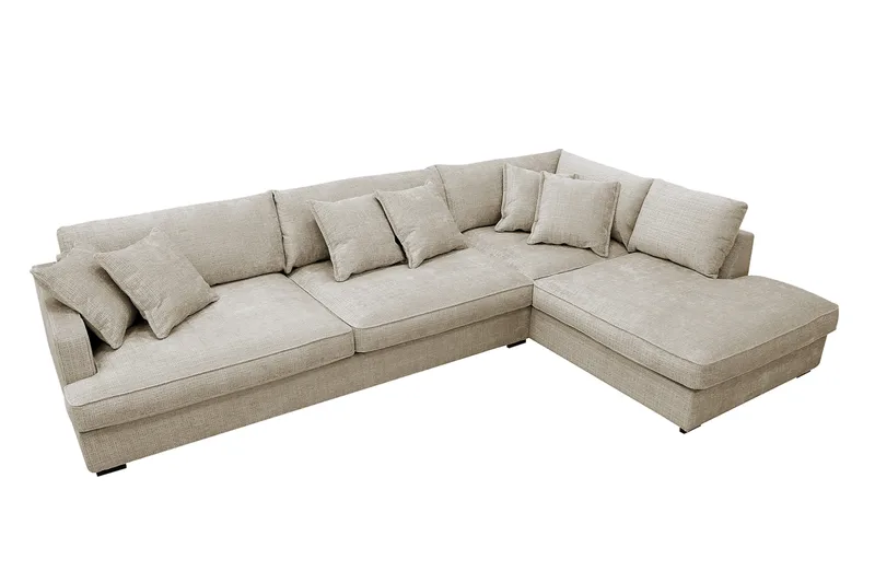 Rossita Lyx 4-seter Ekstra dyp Sofa med Sjeselong Høyre - Beige Chenille - Møbler - Sofaer - Sofa med sjeselong