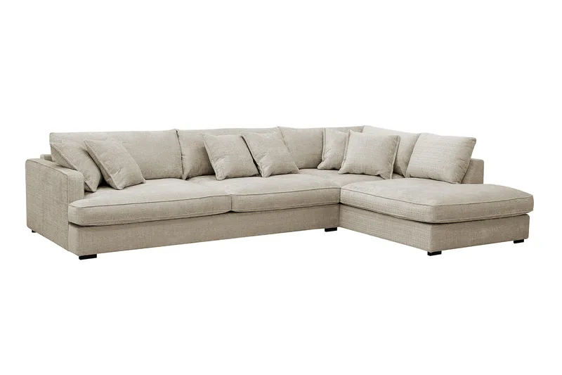 Rossita Lyx 4-seter Ekstra dyp Sofa med Sjeselong Høyre - Beige Chenille - Møbler - Sofaer - Sofa med sjeselong