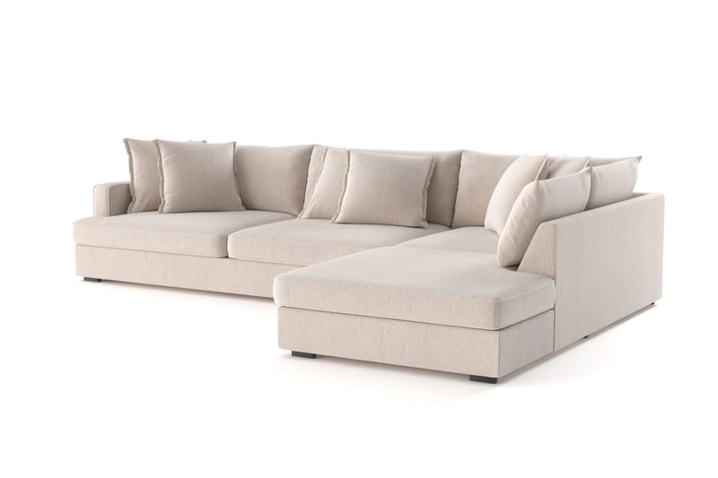 Rossita Lyx 4-seter Ekstra dyp Sofa med Sjeselong Høyre - Beige Chenille - Møbler - Sofaer - Sofa med sjeselong