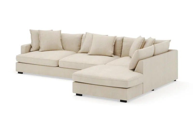 Rossita Lyx 4-seter Ekstra dyp Sofa med Sjeselong Høyre - Beige Chenille - Møbler - Sofaer - Sofa med sjeselong