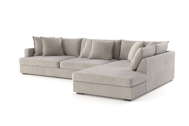 Rossita Lyx 4-seter Ekstra dyp Sofa med Sjeselong Høyre - Beige Chenille - Møbler - Sofaer - Sofa med sjeselong