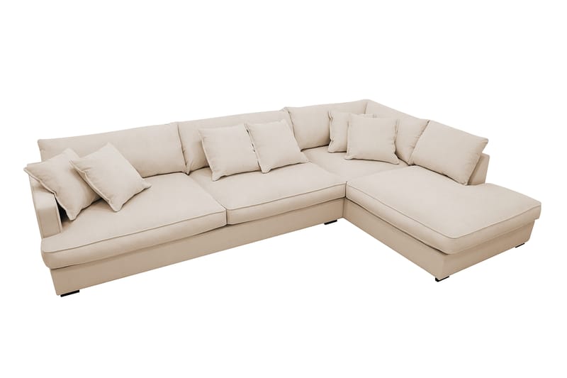 Rossita Lyx 4-seter Ekstra dyp Sofa med Sjeselong Høyre - Beige Kordfløyel - Møbler - Sofaer - Sofa med sjeselong