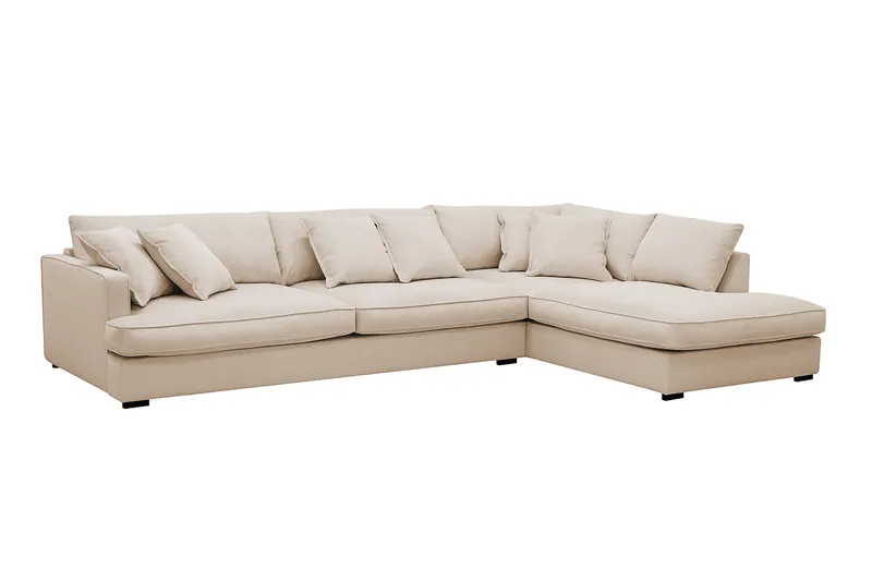 Rossita Lyx 4-seter Ekstra dyp Sofa med Sjeselong Høyre - Beige Kordfløyel - Møbler - Sofaer - Sofa med sjeselong