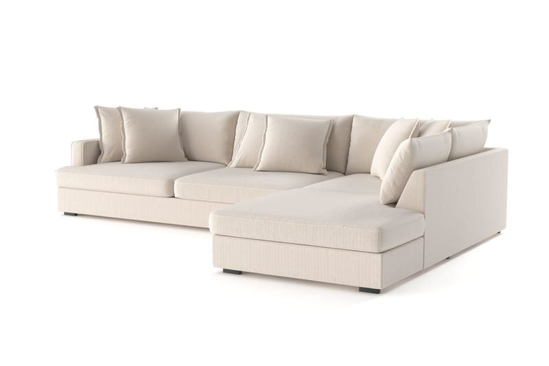 Rossita Lyx 4-seter Ekstra dyp Sofa med Sjeselong Høyre - Beige Kordfløyel - Møbler - Sofaer - Sofa med sjeselong