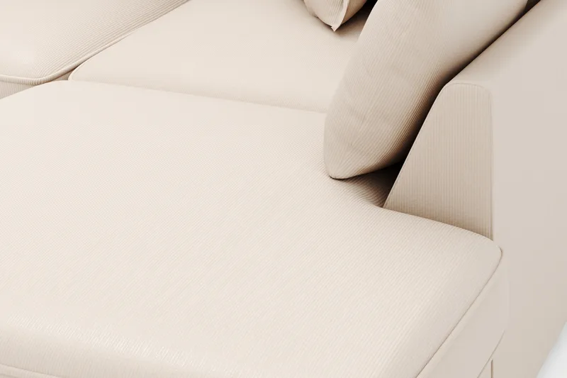 Rossita Lyx 4-seter Ekstra dyp Sofa med Sjeselong Høyre - Beige Kordfløyel - Møbler - Sofaer - Sofa med sjeselong