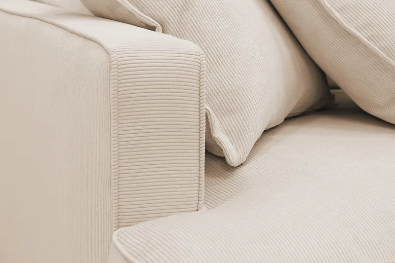 Rossita Lyx 4-seter Ekstra dyp Sofa med Sjeselong Høyre - Beige Kordfløyel - Møbler - Sofaer - Sofa med sjeselong