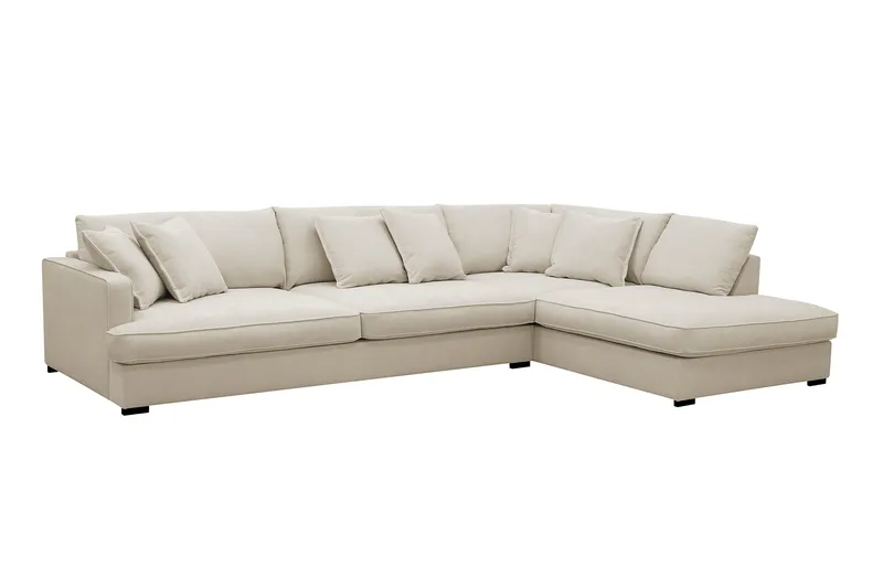 Rossita Lyx 4-seter Ekstra dyp Sofa med Sjeselong Høyre - Beige Stoff - Møbler - Sofaer - Sofa med sjeselong