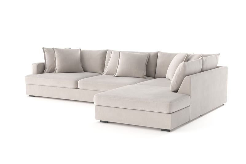 Rossita Lyx 4-seter Ekstra dyp Sofa med Sjeselong Høyre - Beige Stoff - Møbler - Sofaer - Sofa med sjeselong