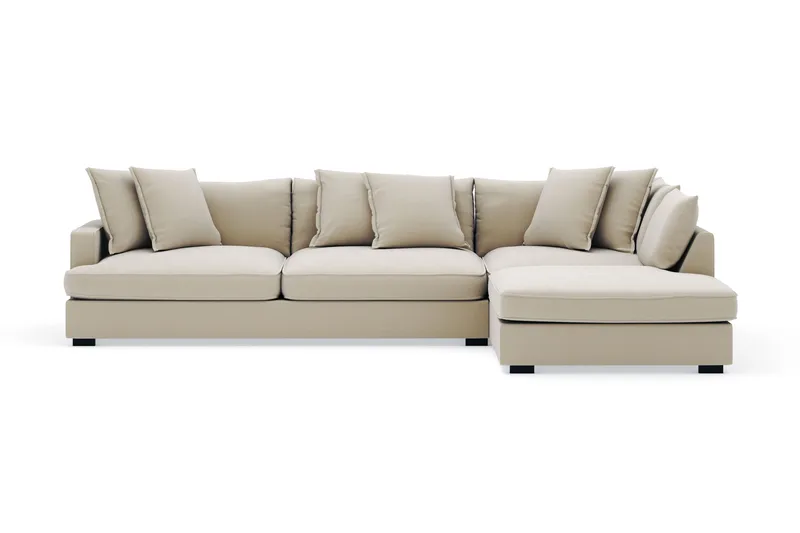 Rossita Lyx 4-seter Ekstra dyp Sofa med Sjeselong Høyre - Beige Stoff - Møbler - Sofaer - Sofa med sjeselong