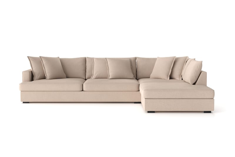 Rossita Lyx 4-seter Ekstra dyp Sofa med Sjeselong Høyre - Beige Stoff - Møbler - Sofaer - Sofa med sjeselong