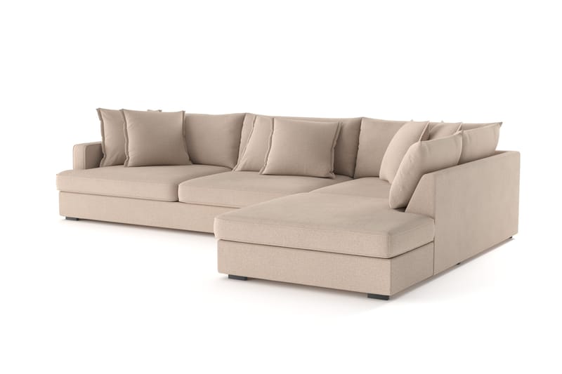 Rossita Lyx 4-seter Ekstra dyp Sofa med Sjeselong Høyre - Beige Stoff - Møbler - Sofaer - Sofa med sjeselong