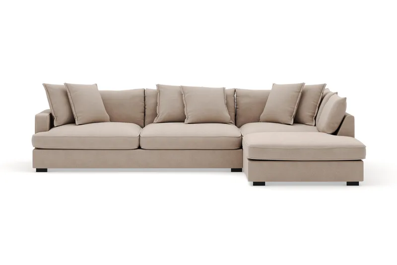 Rossita Lyx 4-seter Ekstra dyp Sofa med Sjeselong Høyre - Beige Stoff - Møbler - Sofaer - Sofa med sjeselong