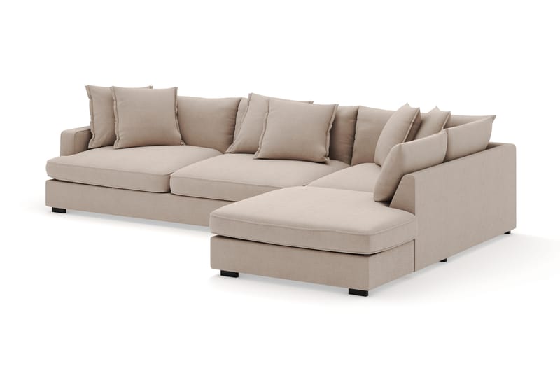 Rossita Lyx 4-seter Ekstra dyp Sofa med Sjeselong Høyre - Beige Stoff - Møbler - Sofaer - Sofa med sjeselong